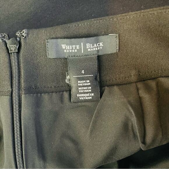 WHBM black faux leather stretch zipper moto mini evening office skirt 4 - Picture 4 of 5